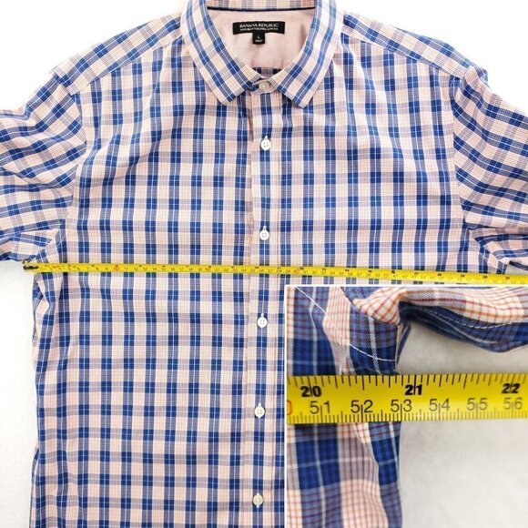 Banana Republic Non-Iron Tailored Slim Fit Shirt Plaid Cotton Men Large - Picture 5 of 10